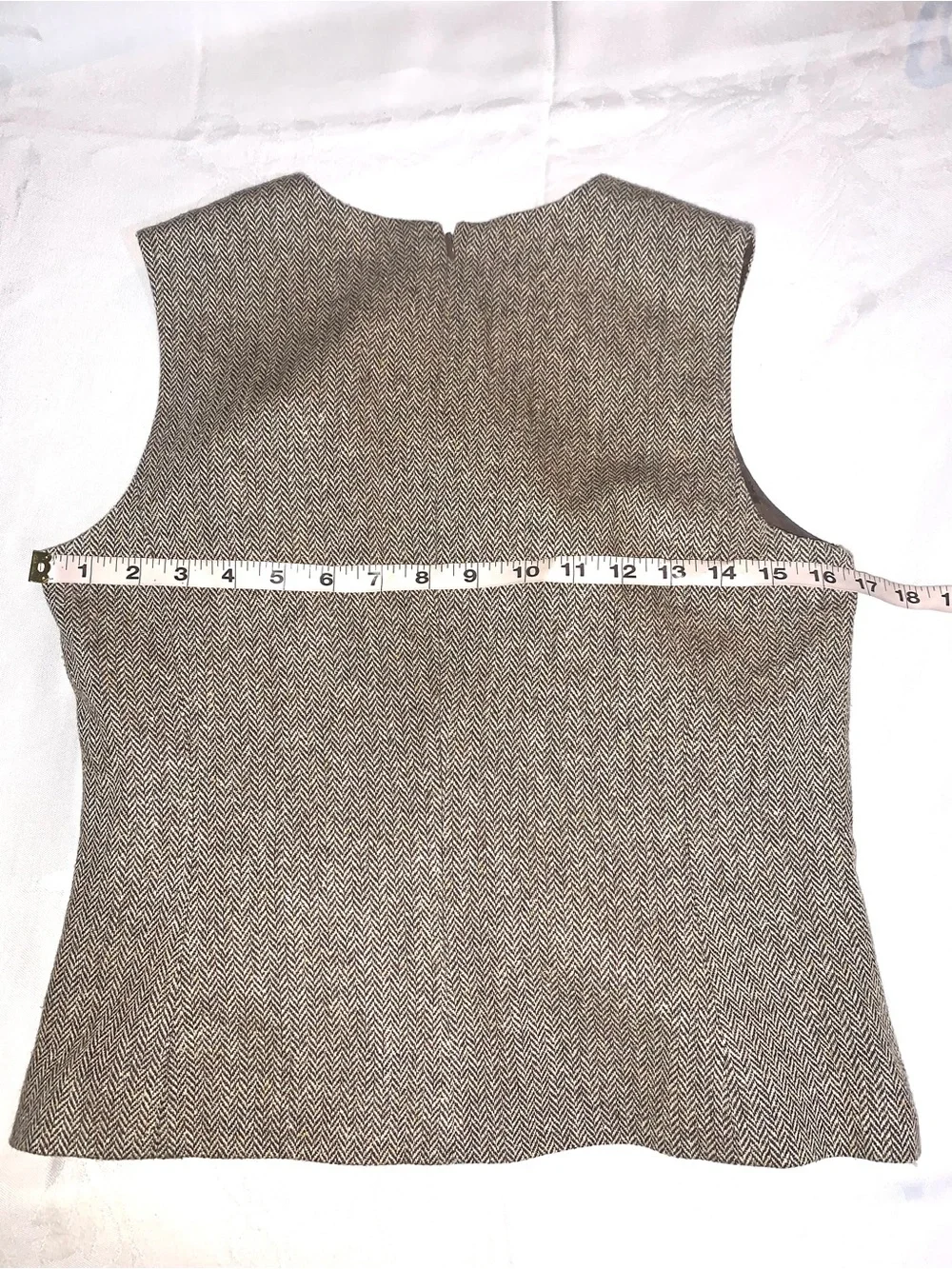 Ann Taylor Tweed tan silk and wool blend sleeveless blouse size 6